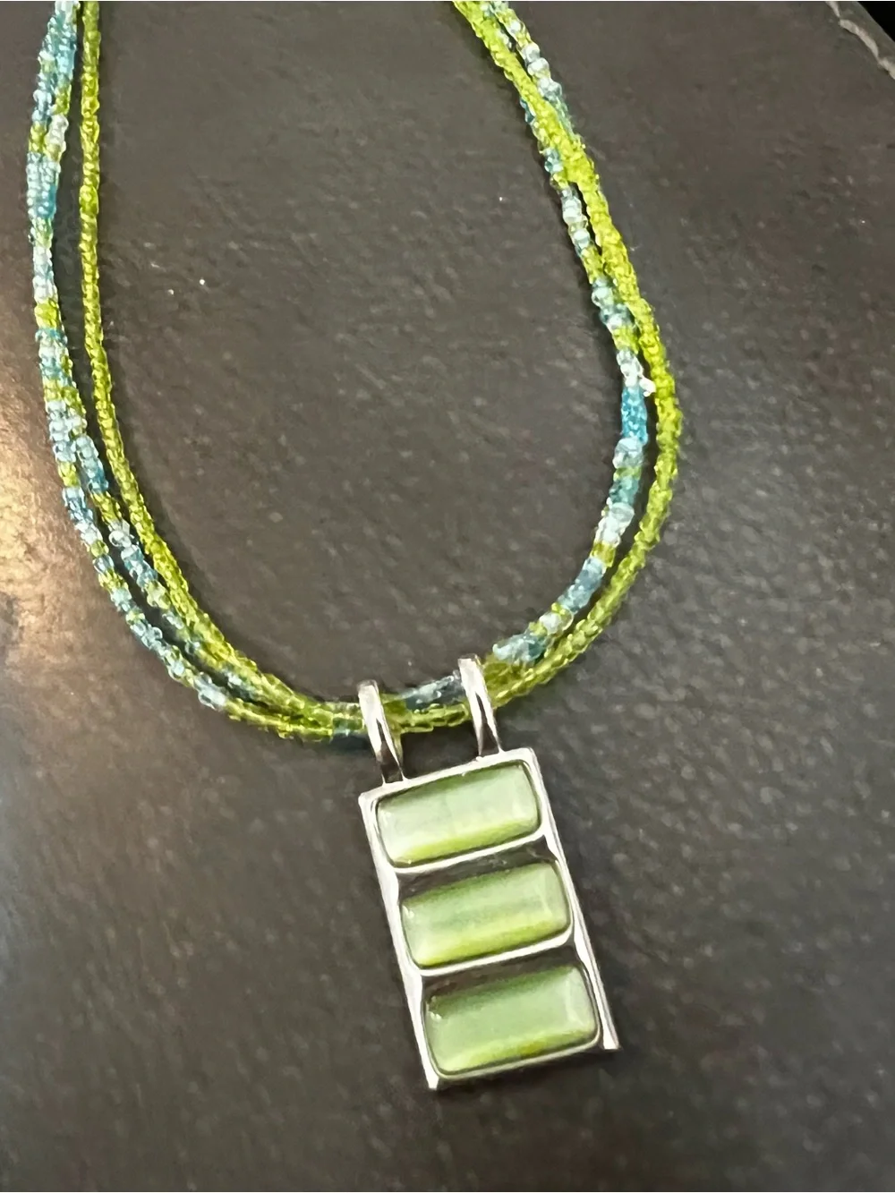 Green Glass Triplet Pendant Necklace - Women Jewelry Lia Sophia.